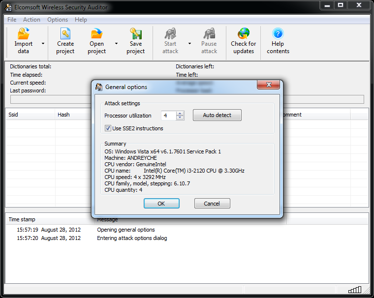 Elcomsoft Wireless Security Auditor hardware utilization control